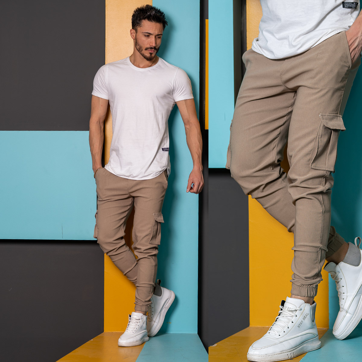 شلوار اسلش arshid خاکی